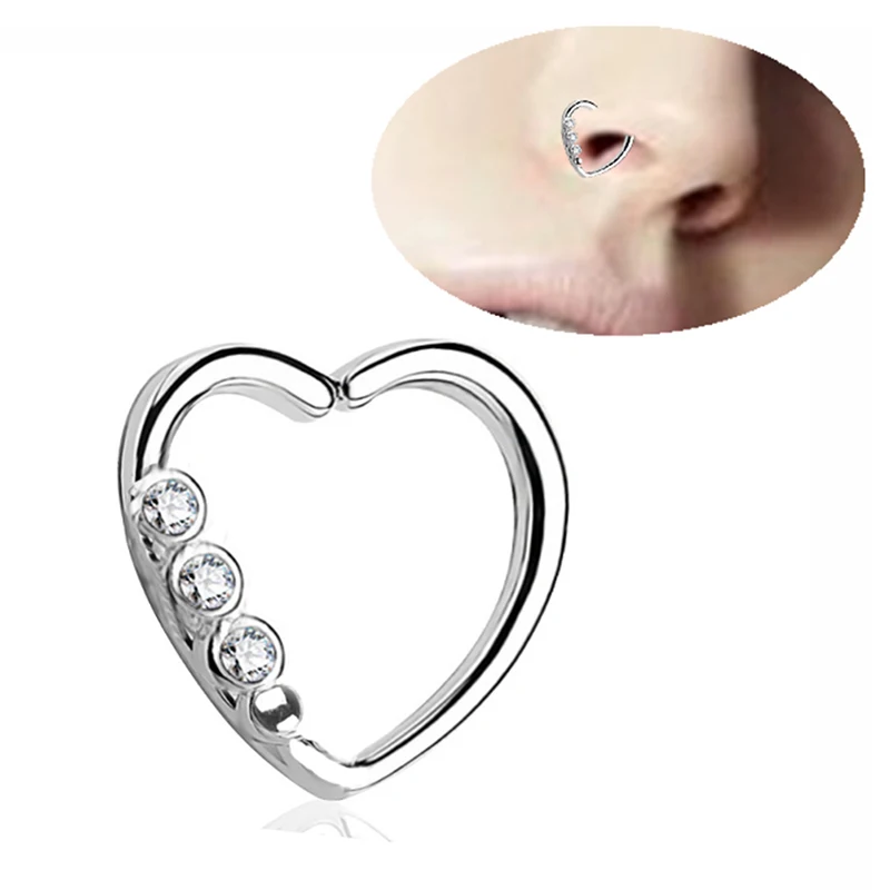 

Heart Steel Barbell Cartilage Tragus Helix Stud Bar Earrings Nose Ring Piercing for Women
