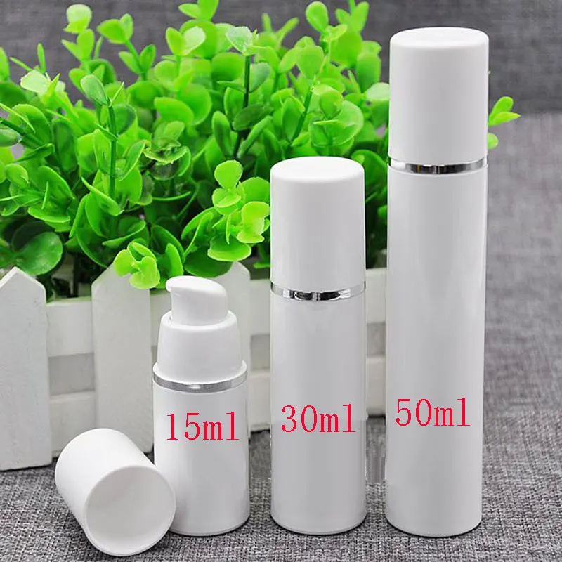 

30ml white empty cosmetic container bottle with airless pump ,30g skin care personal care plastic airless cream bottles 1 oz