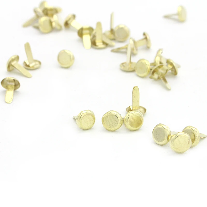 50pcs 8*13mm Golden Iron Round Brads Scrapbooking Embellishment