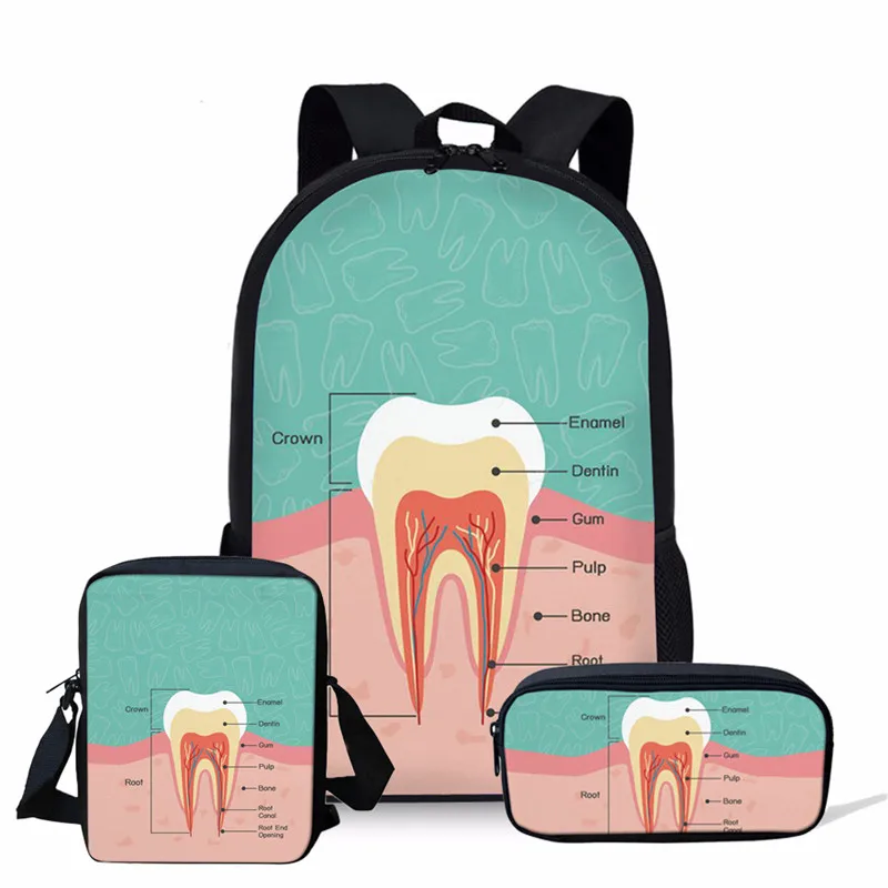 Бесшумный дизайн инструменты стоматолога Печать медсестры детский школьный рюкзак 3 шт. 16 дюймов школьные рюкзаки для девочек подростков детские сумки Новинка - Цвет: YQ606CEK