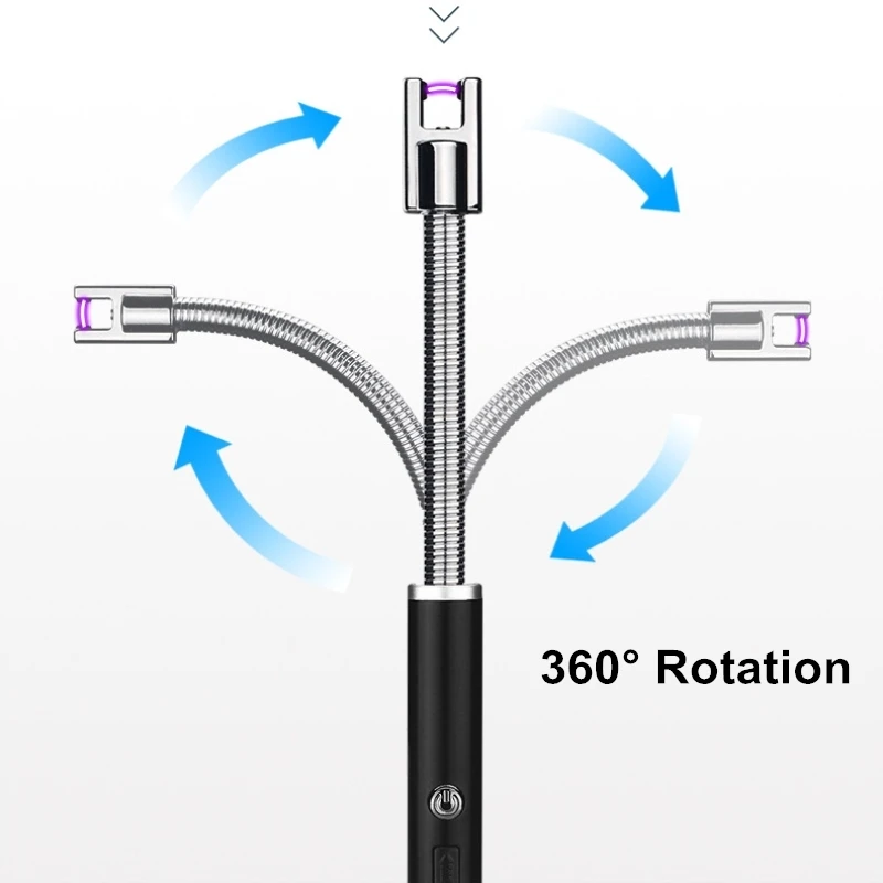 360 Neck Rotation Pulse Arc Lighter USB Electronic Cigarette Lighters Rechargeable Portable No Flam