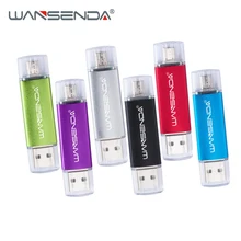 WANSENDA OTG USB Flash Drive Metal Pen Drive 16GB 32GB 64GB 128GB 256GB Pendrive 2 in 1 Micro USB Stick for SmartPhone/Tablet/PC