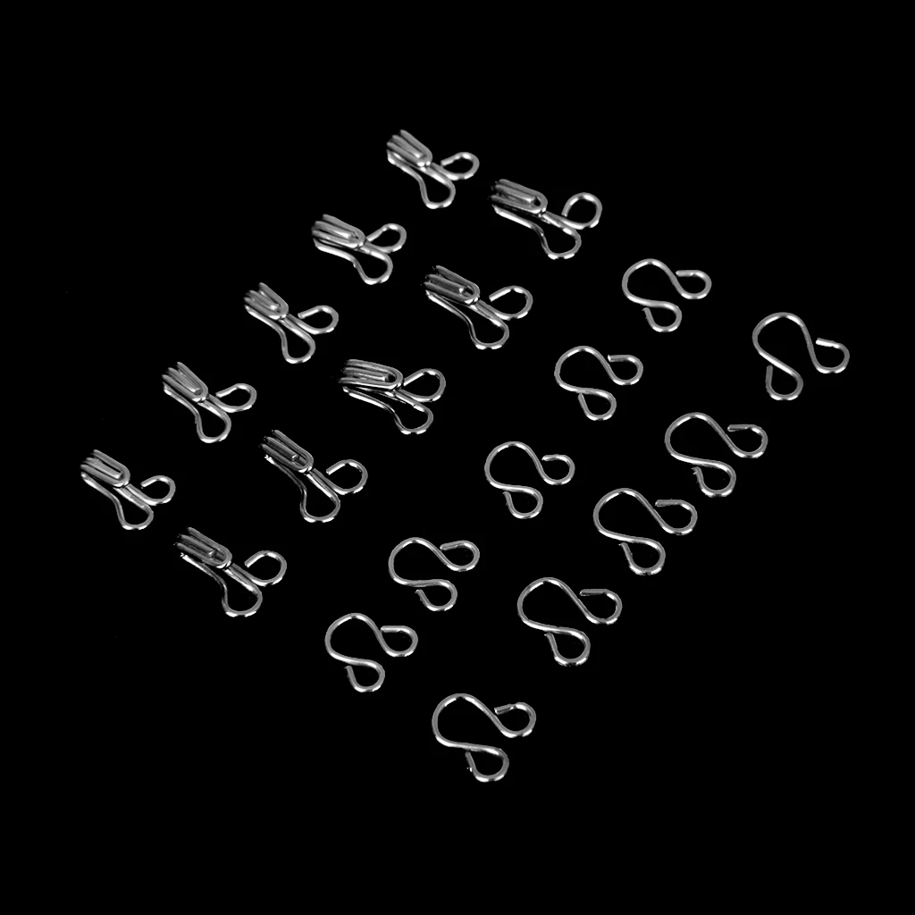 Stainless Steel Bra Hooks and Eyes Clothing Sewing for Skirt Bra Dress Trousers 8mm 10mm Pack of 36 Sets Silver