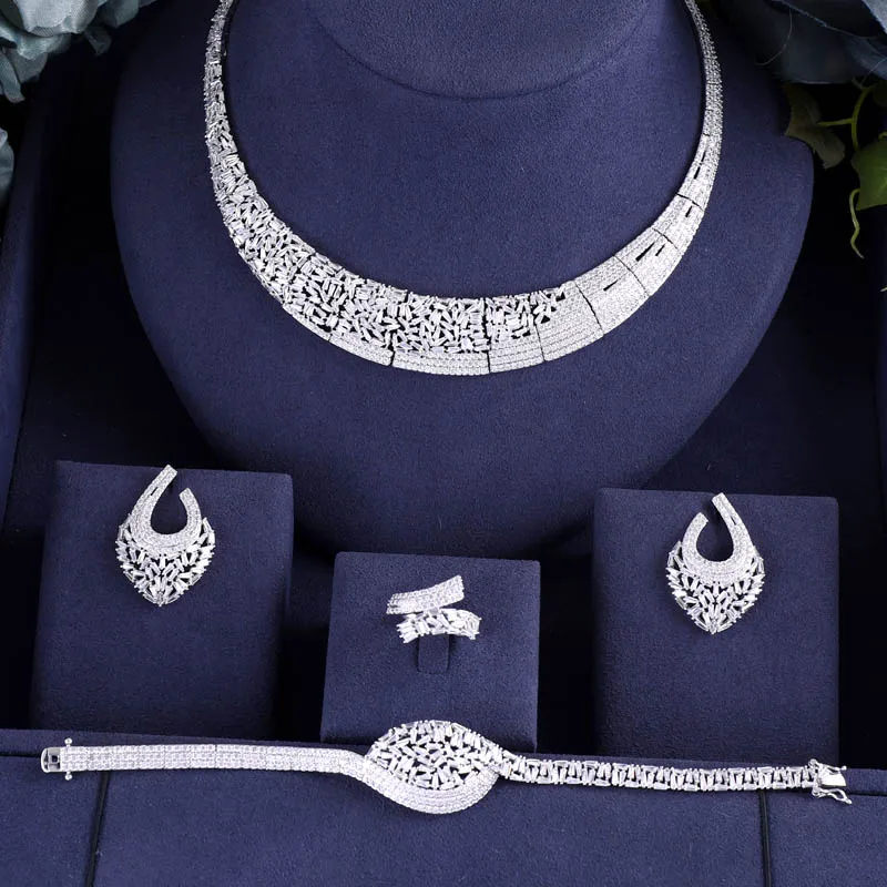 

jankelly Hotsale African 4 pcs Bridal Jewelry Sets New Fashion Dubai Full Jewelry Set For Women Wedding Party Accessories Design