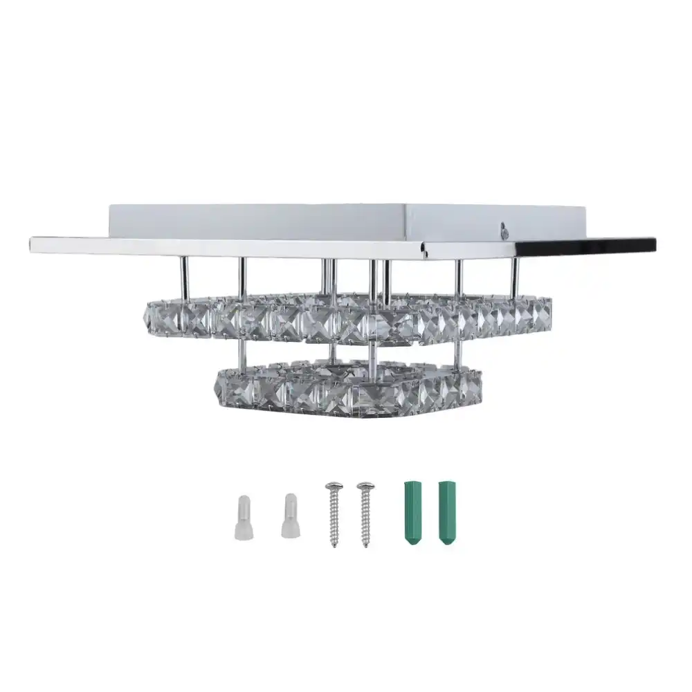 Ship From Uk Modern Luxury Square 30cm 36w Led Crystal Ceiling