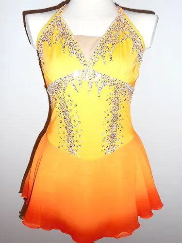 

Free shippingYellowSkating dress/Rhythmic gymnastics Acro leotard/Baton Twirling Costume Made to Fi16