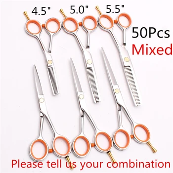 

50Pcs 4.5" 5" 5.5" Engraving Thinning Shears Cutting Scissors Hairdressing Scissors Professional Hair Scissors Haircut Set C1017