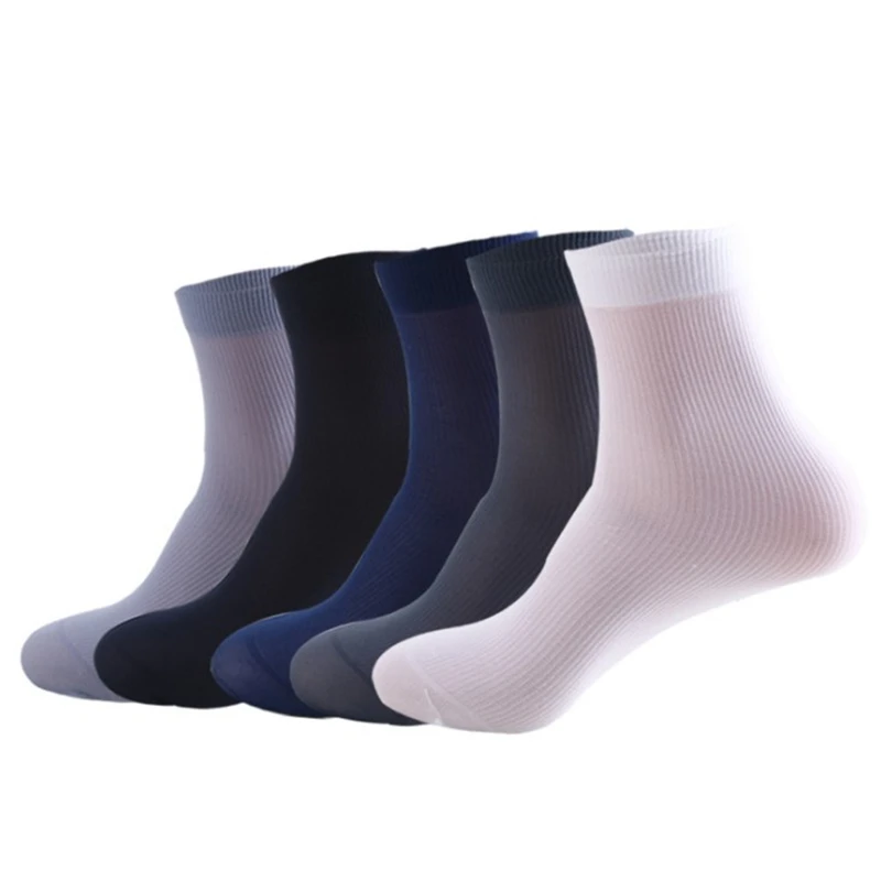 

5pair/lots Wholesale High Quality Men Stockings Ultra Thin Bamboo Fibre Business Socks Men Cool Polyester Cotton Socks