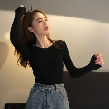 

Women Sweaters And Pullovers Long Knitted Female Sweater V Neck Knitwear Long Sleeve Jersey Off Shoulder Sweaters Pull