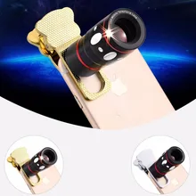 Универсальный 4 в 1 для iphone Huawei Samsung Xiaomi большинства мобильных телефонов 10x телефото рыбий глаз Широкий формат+ микро объектив Lentes Камера