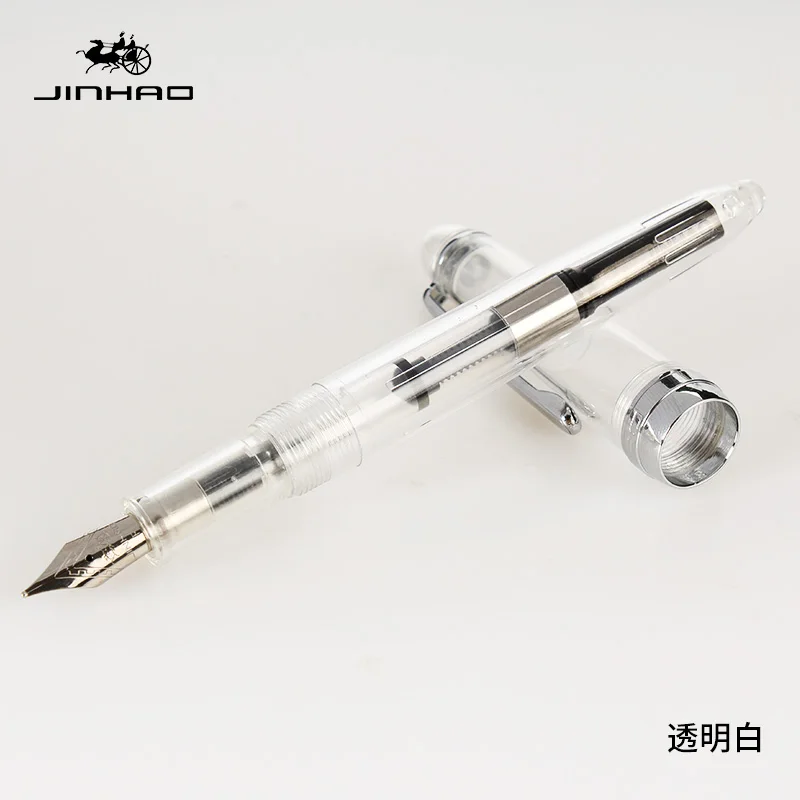 Jinhao 992 модная прозрачная цветная авторучка с 0,5 мм F наконечником, полимерные чернильные ручки для письма, школьные принадлежности - Цвет: Transparent white