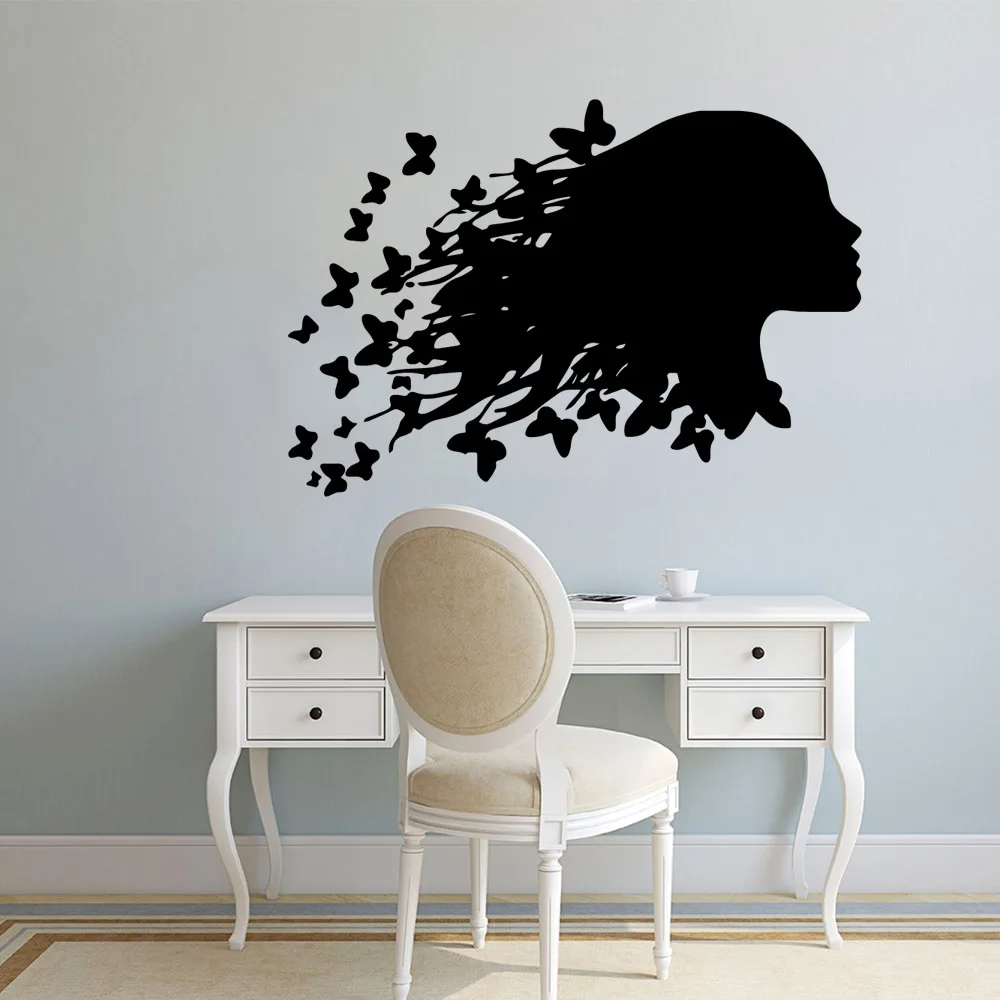 

Large hair woman Vinyl Wallpaper Removable Wall Sticker Background Wall Art Decal Living Room Bedroom Stickers adesivi murali