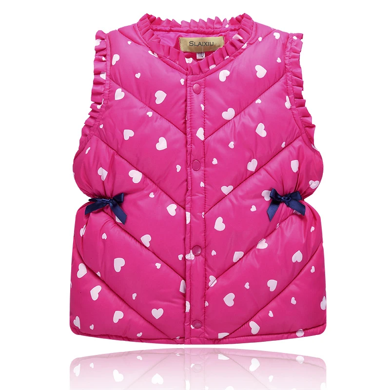 Cute Print Children's Vests Girls Seeveless Outerwear Jackets Cotton