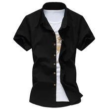 Новинка года, летняя Стильная мужская рубашка с коротким рукавом высокого качества, модные тонкие однотонные короткие рубашки из чистого хлопка для отдыха большие размеры, M-6XL