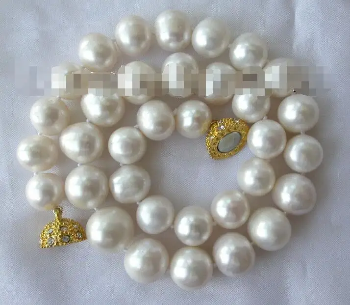 Wholesale price 16new ^^^^stunning big 15mm round white freshwater cultured pearl necklace s1325