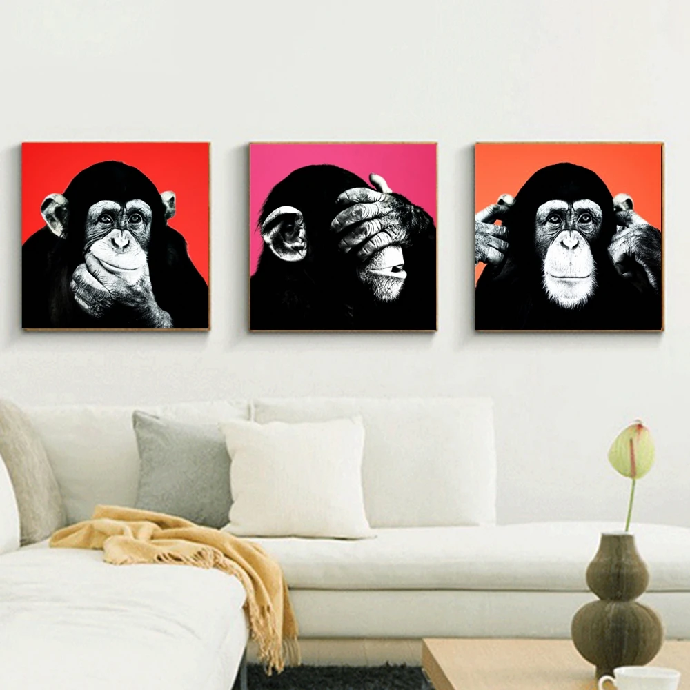 Картина с глобальной обезьянкой, настенная живопись, домашний декор животных для гостиной, Настенный декор, разноцветный плакат, Художественная печать, Прямая поставка