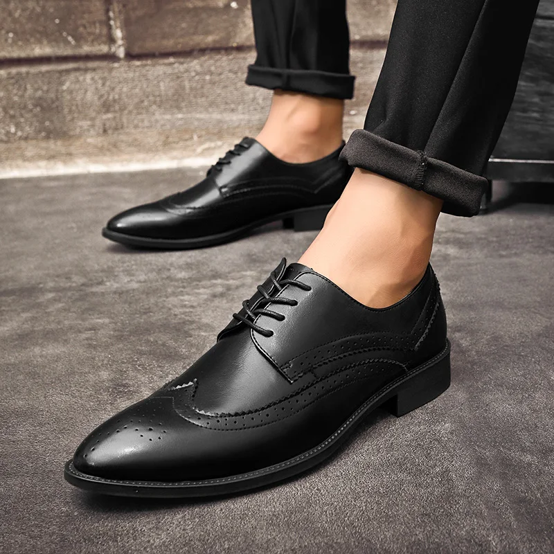 

Men Business Shoes 2019 Newest Formal Office Wedding Shoes for Men Crocodile Embossed Leather Dress Shoes Plus Size 38-47