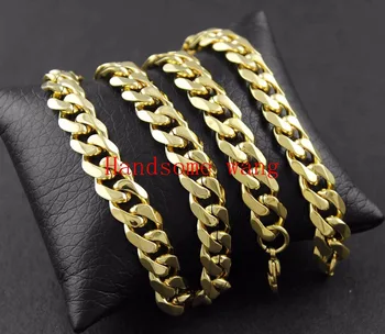 

16"-40" Fine Polishing 316L Stainless Steel Gold Color Byzantine Chain Necklace 8mm Width For Handsome Men&Boy Cool Jewelry