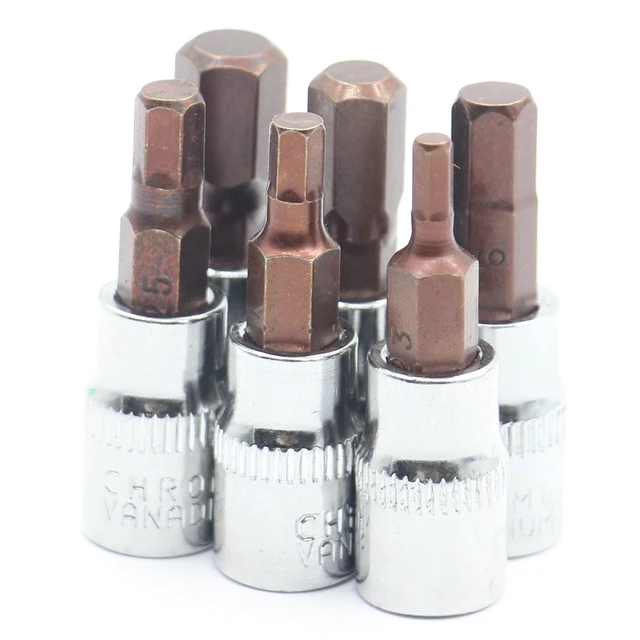6Pc 1/4 Inch Drive Hex Bit Sockets Set Allen Key Ratchet Drive Adapter