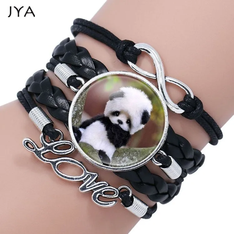 

New Trendy Multi Layer Panda Leather Charm Bracelets for Women Pulseira Feminina Fashion Bracelets & Bangles Pulseras DaintyGift