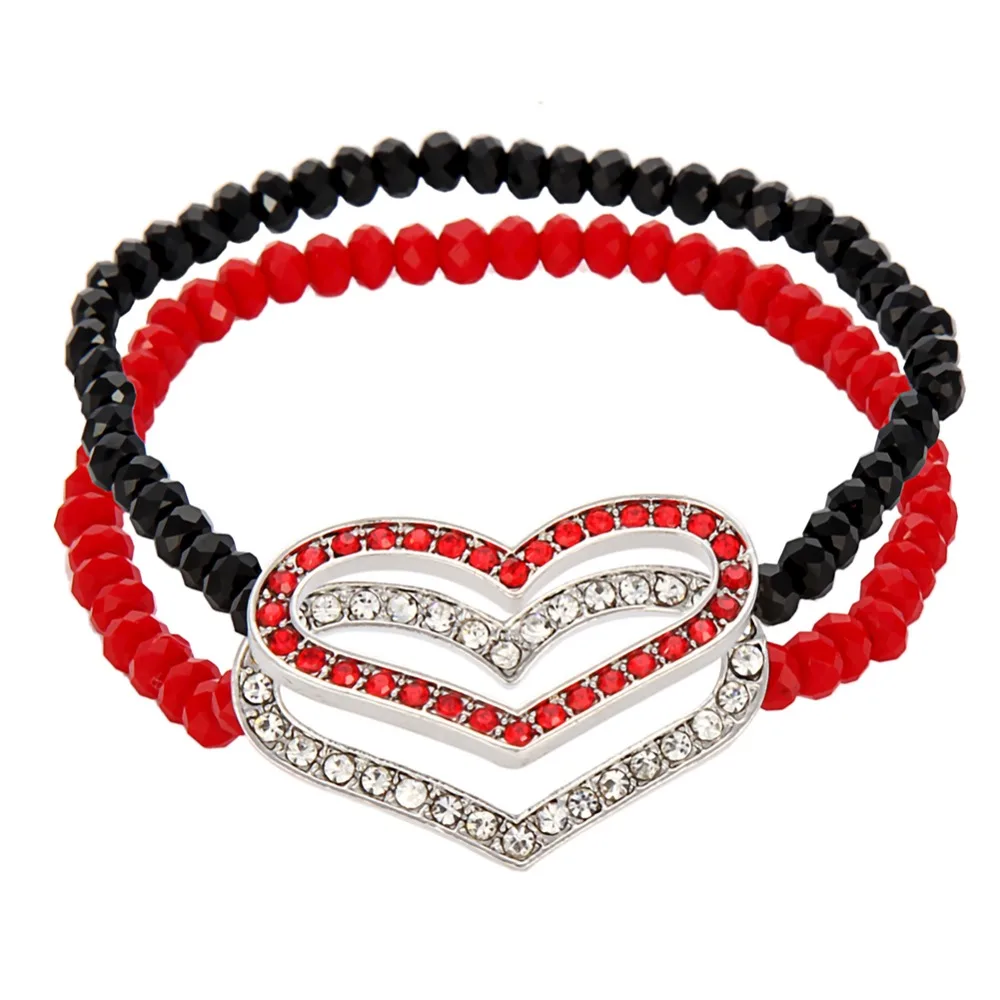 Beaded stretch crystal heart bracelet set-in Chain & Link Bracelets from Jewelry & Accessories ...