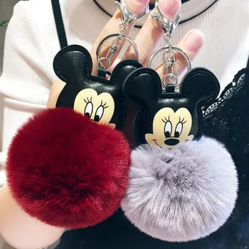 

New 11 Colors Mouse Porte clef Women Fluffy Keychain Rabbit Fur Key Chains For Women Bag Toys Doll Fluffy 8cm Pompom Keyring