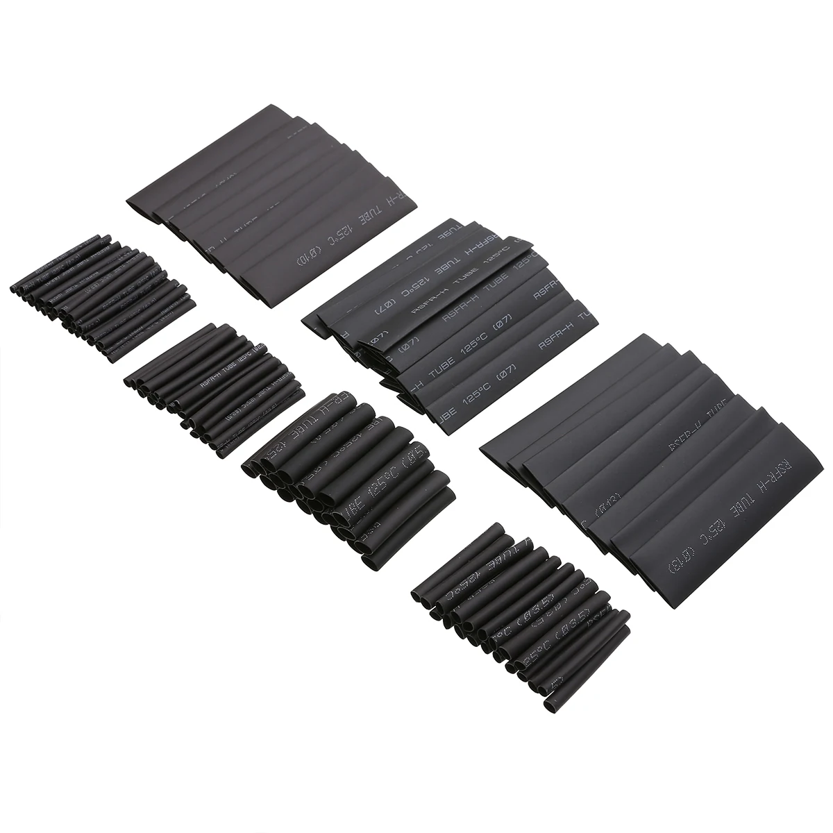 127pcs Black Assortment Heat Shrink Tube Assortment Wrap Electrical Insulation Cable Tubing  2-13mm