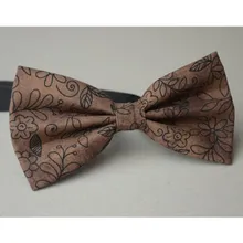 Коричневый бантик, модный галстук-бабочка, цветочный хлопчатобумажный галстук, коричневая бабочка, галстук ручной работы