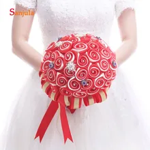 Цветные смеси красный шар Свадебный букет для невесты блестящие бисером синие украшения подружки невесты цветы ramos novia WB12