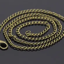 Бронзовые звенья серебристого оттенка цепи ожерелья 3,5x2,6 мм 2" L