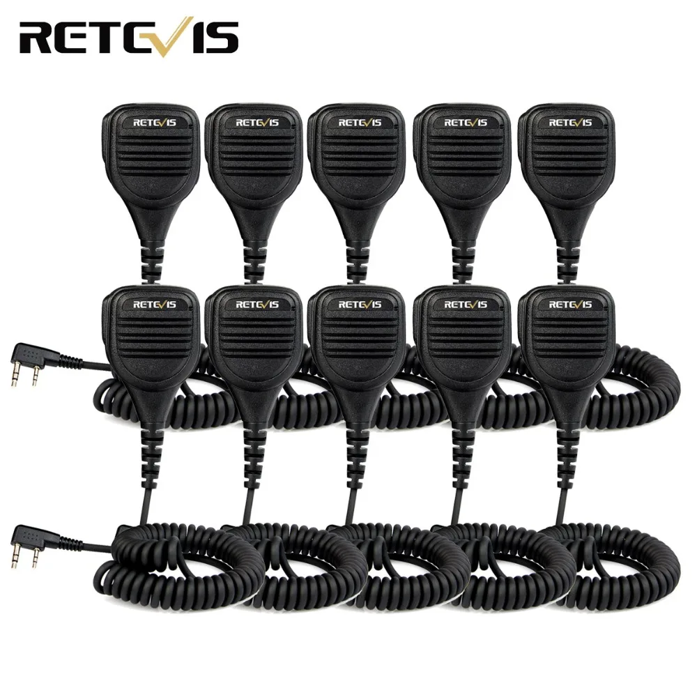 

10PCS Retevis 2 Pin Remote Speaker Mic For Retevis RT1/RT3/RT8/RT81 For Kenwood For TYT For Baofeng UV5R cb Radio C9050A