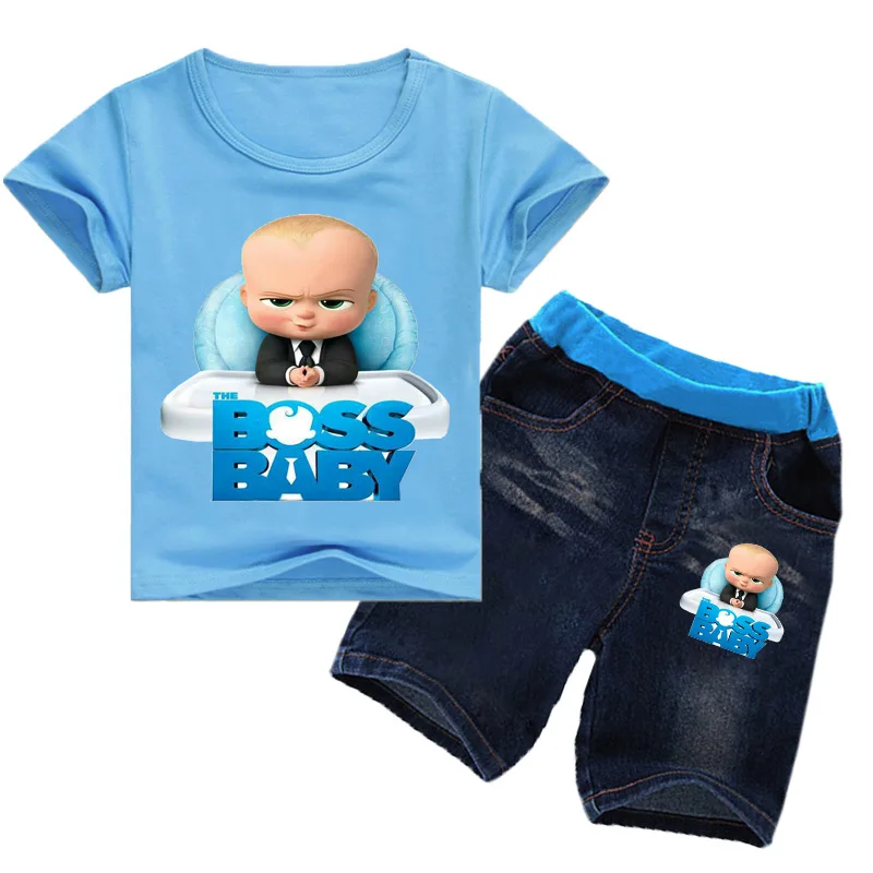 

2-8Years Nununu 2018 Kids Girls Clothes Set Boss Baby Toddler Clothes Toddler Boy Clothes Sets Ensemble Garcon 2pcs Tshirt Jeans
