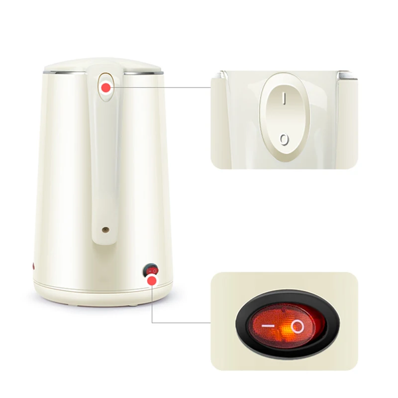 1.8L 220V Anti-scalding Auto Power Off Thermal Electric Kettle Flask Stainless Steel Teapot Large Heater Insulation Pot Portable