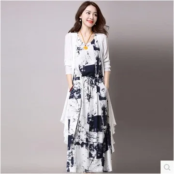 

Dress summer long section 2019 new ink suit cardigan twopiece