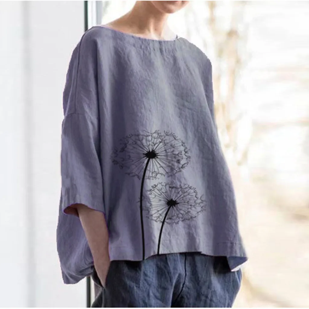 

Shirts For Women Casual Blouse Plus Size Solid Print Linen Loose Daily Blouse Beach Shirt Tops Blusas Mujer Chemisier Femme 2019