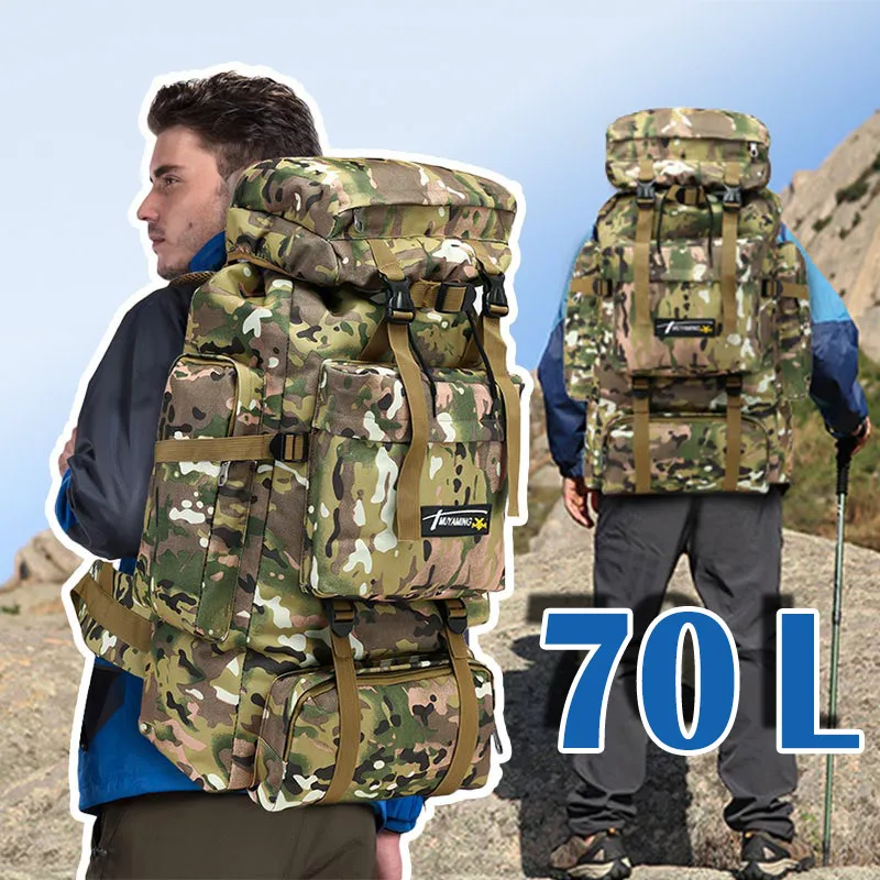 

70L Tactical Men Bag Military Backpack Mountaineering Sport Outdoor Travel Bags Molle Backpacks Hunting Camping Rucksack Tas