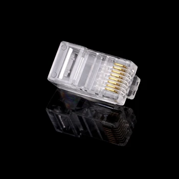 

OOTDTY 10Pcs RJ45 8-Pin Unshielded Network Plug Connector CAT6 Network Cable Modular Ethernet Crystal Plugs One-Piece