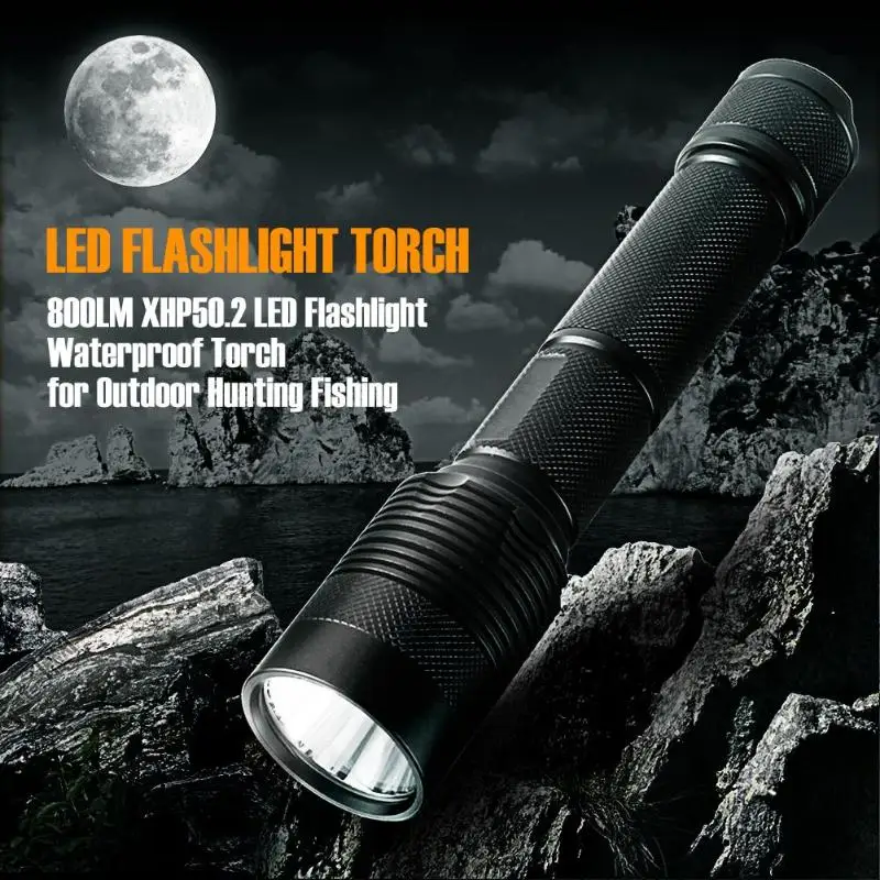 

3800LM XHP50.2 LED Flashlight IP65 Waterproof Torch Outdoor Camping Fishing Hunting Caving Light Portable LED Flashlight