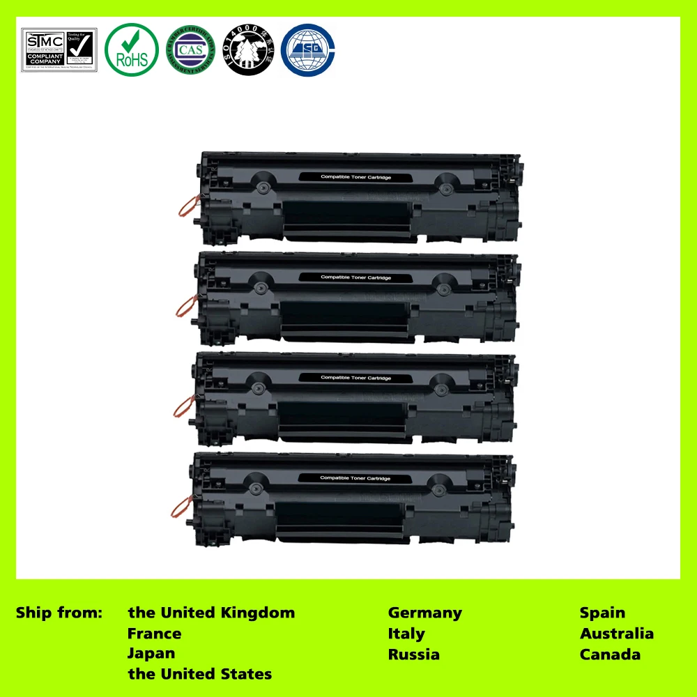 Compatible for 36A CB436A 436A (4 Pack) Black Toner Cartridge for HP