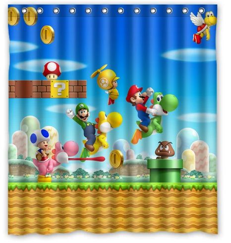 Super Mario Bros And Dinosaur Custom Personalized Waterproof Super Mario Bros And Dinosaur Custom Personalized Waterproof 180x180cm Shower Curtain Bathroom Products Bath Curtains