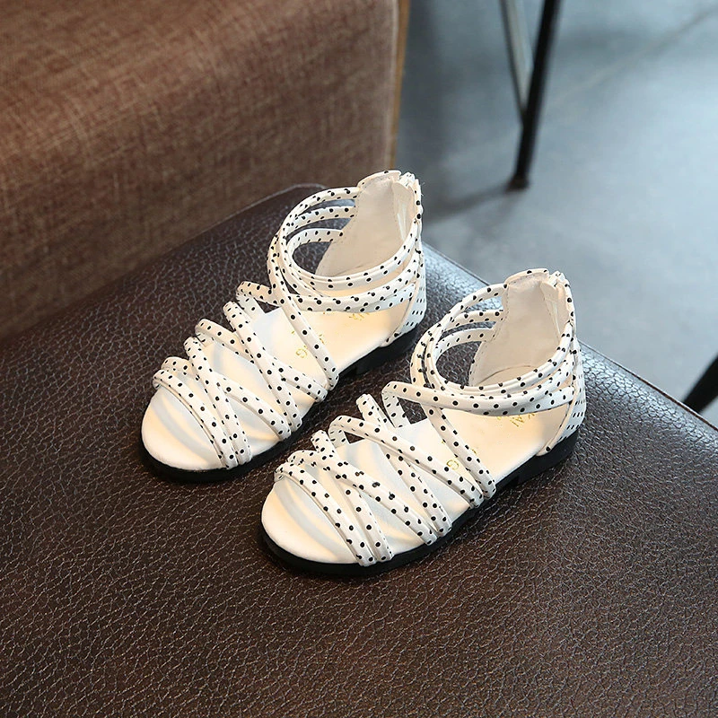 Сандалии для девочек Новая летняя детская обувь для малышей девочек пляжные сандалии для принцессы на молнии в стиле Римский гладиатор, детские сандалии CSH859