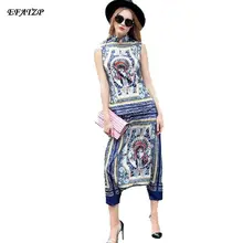 Высокое качество, новинка, Дизайнерский Модный костюм для подиума, комплект женской одежды с принтом, штаны с крестиками, комплект одежды-5