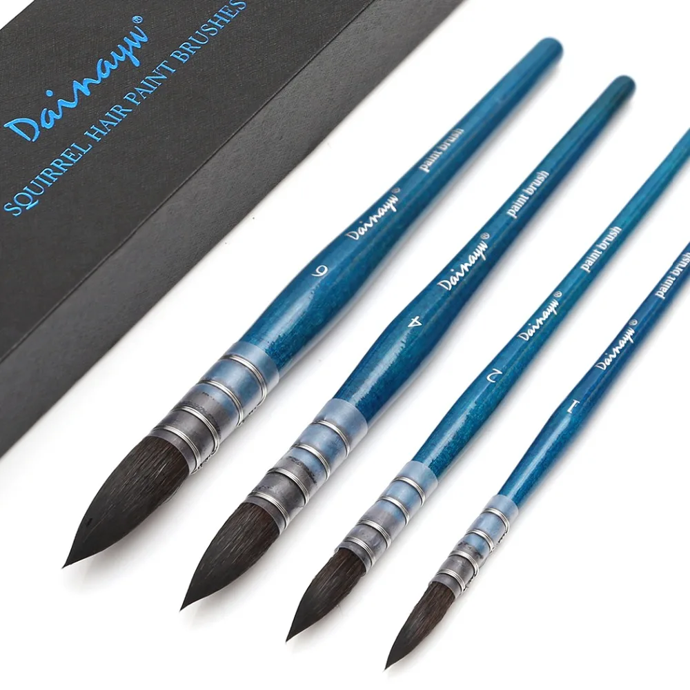 

Dainayw Professional Mop Watercolor Brushes, Squirrel Hair & Horse Hair Synthetic Blend Round Paint Brush Set for Art Painting