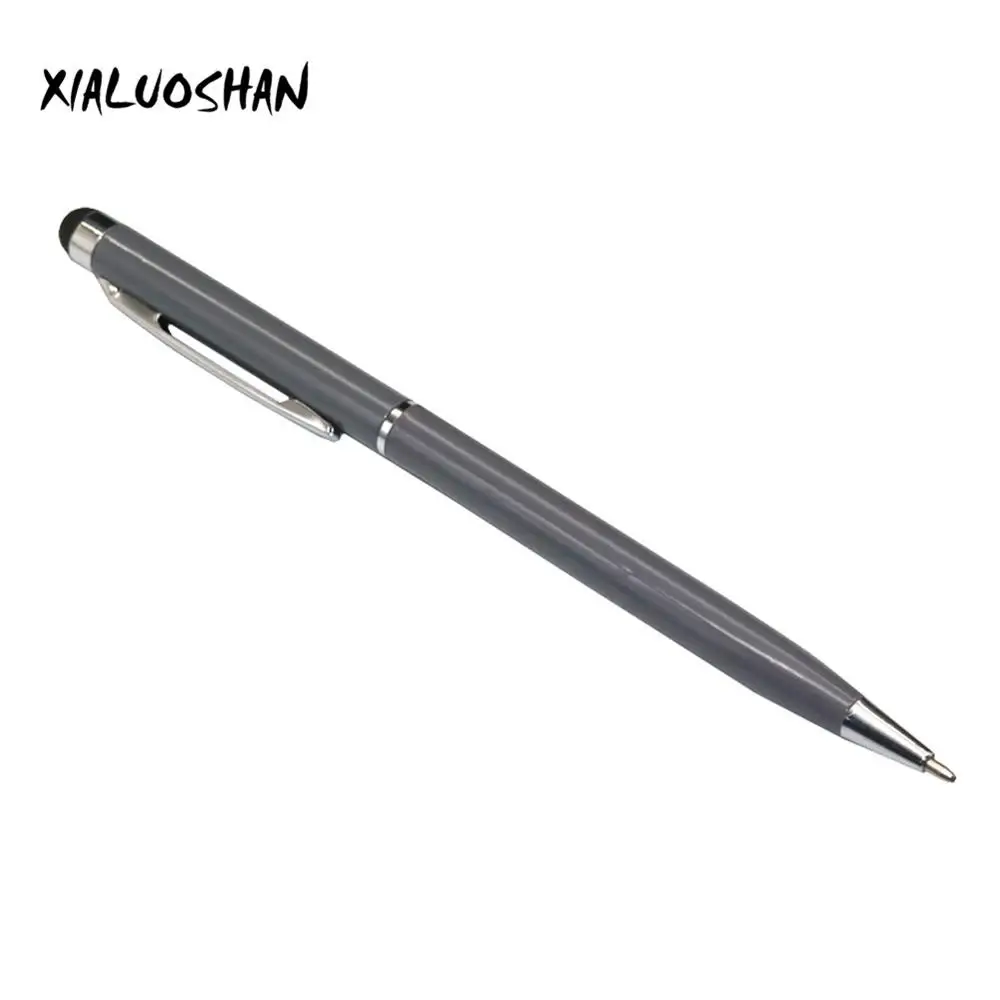 2 шт сенсорная емкостная Шариковая ручка для школы, Офисная ручка с синими чернилами, школьная подарочная ручка, металлическая шариковая ручка, портативная - Цвет: Gray