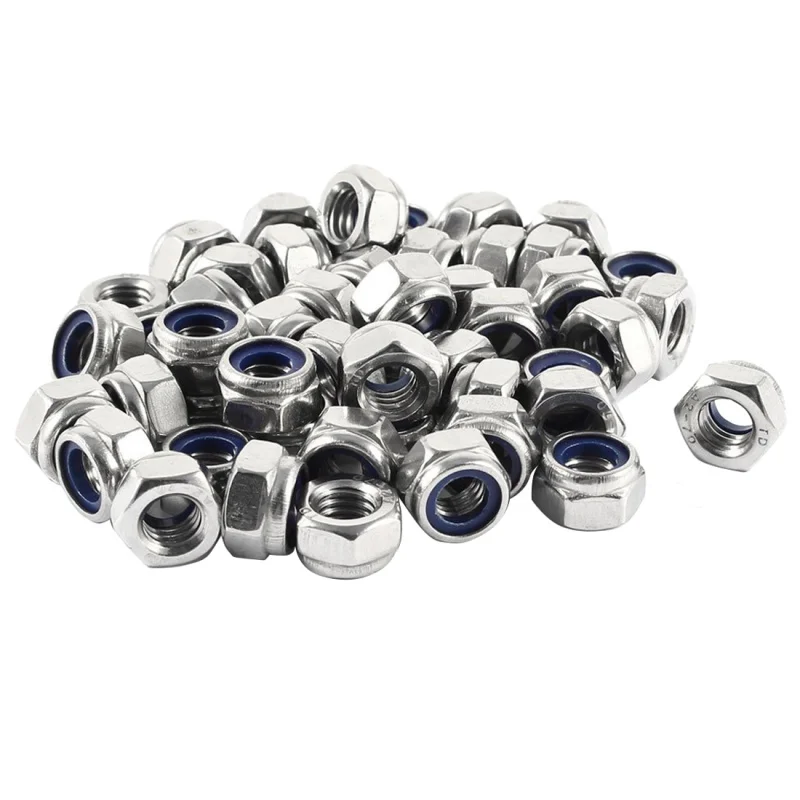 

50 Pcs 304HC A2 70 Stainless Steel Hex Nylock Lock Nut M8 8mm