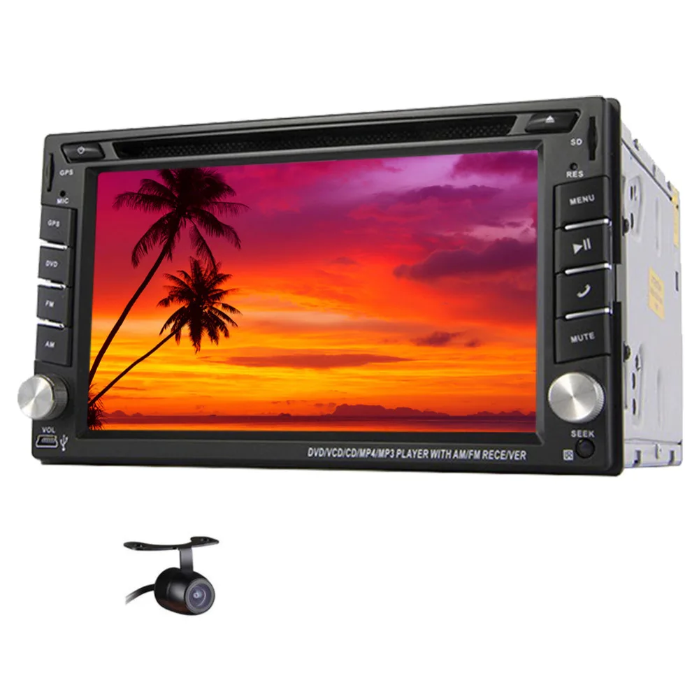 

2 din Car Stereo Head Unit Deck 6.2 inch TFT Touch screen 3D Interface Built-in GPS Navigation Bluetooth Steering Wheel Control