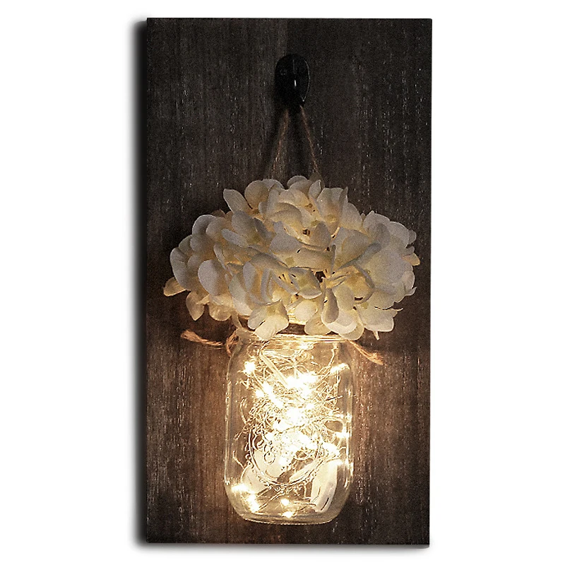 Led Mason Jar Glass Wall Light Hanging Lamp With Fairy Light