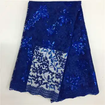 

Embroidery Sequins French Lace Fabric High Quality African Lace fabric Nigerian French Mesh Tulle Lace For Wedding party 5yards