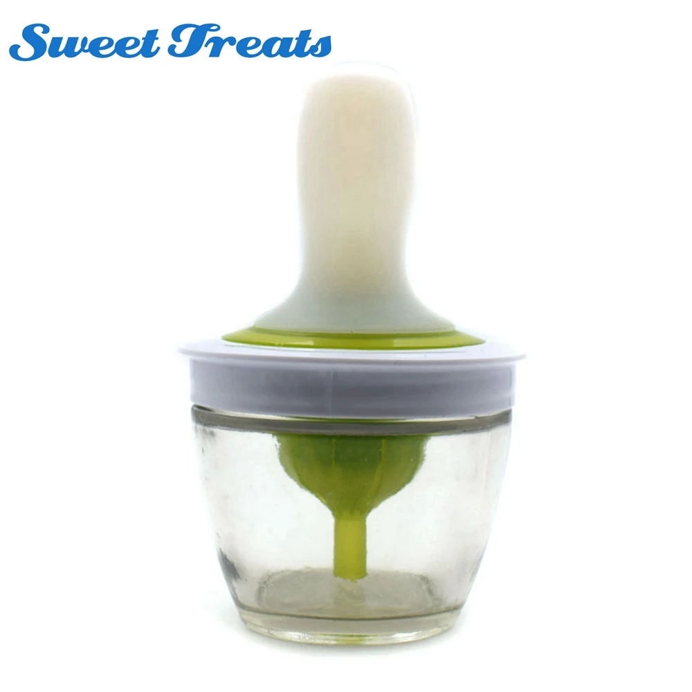 

Sweettreats Pastry Basting Brush & Oil Bottle Set, Silicone Round Brush for Grill BBQ Barbecue