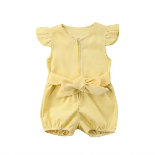 Girls Woven Cotton Rompers Ruffles Newborn Toddler Baby Girl Sleeveless